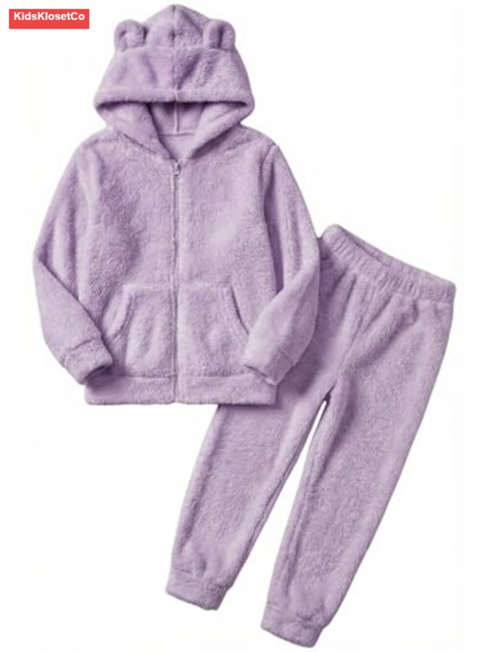 Girls 2 Piece Fleece Tracksuit Full Zip Fuzzy Hoodie & Pants Set 5-13Y